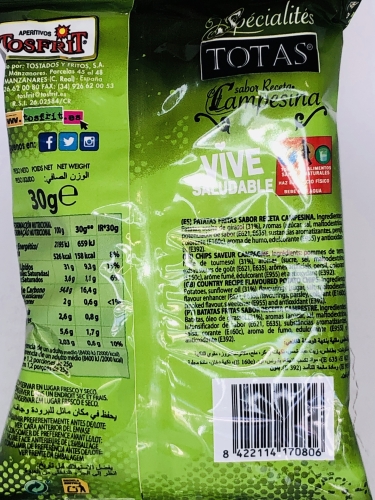 BATATAS FRITAS (Totas Campesina) 30Grs x 24 UNIDADES