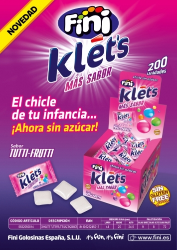 KLETS FINI TUTTI FRUTTI - CAIXA 200 UNIDADES 