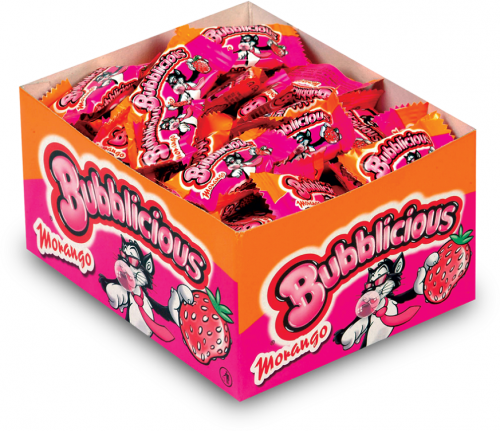 BUBBLICIOUS MORANGO - CAIXA 100 UNIDADES 